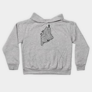 Get Lost Hiking Topographic Art Hike Maine State Map Kids Hoodie